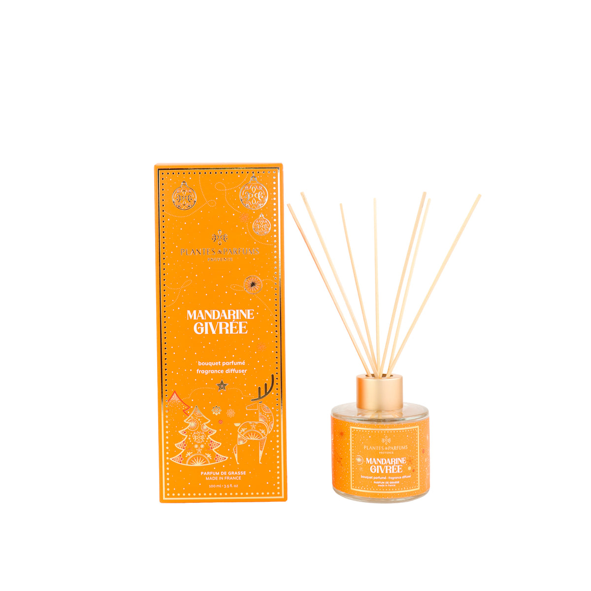 Bouquet parfumé Mandarine Givrée 100ml avec bâtonnets diffuseurs