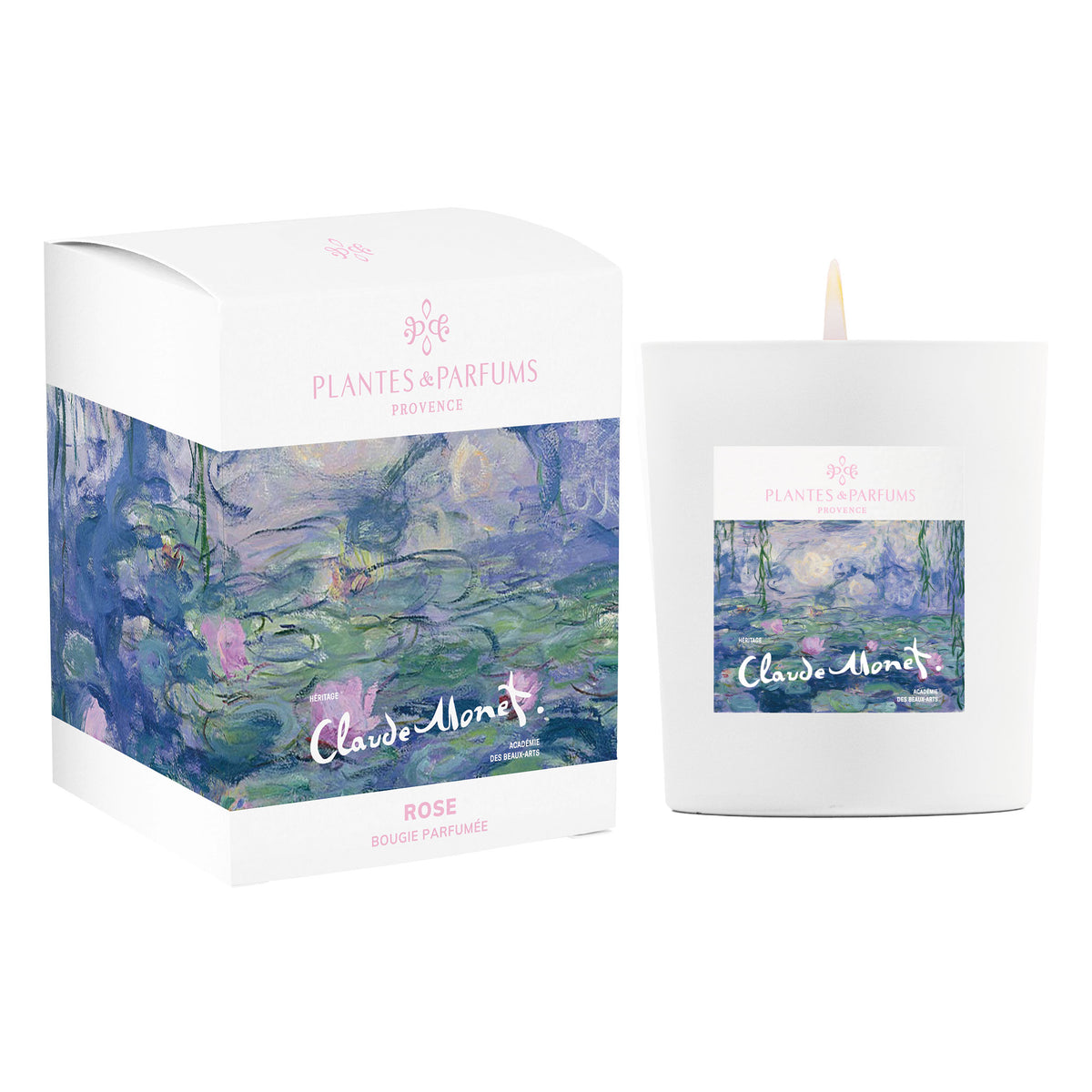 Bougie parfumée Rose 180g – Collection Claude Monet