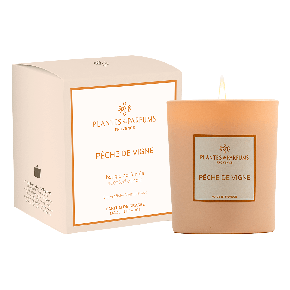 Pêche de Vigne Bougie Parfumée 180g avec étui