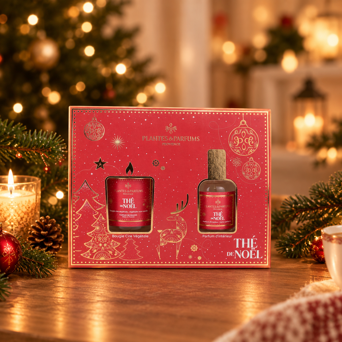 Coffret Senteurs d’Intérieur Thé de Noël – Bougie 75g & Parfum d’Intérieur 50ml